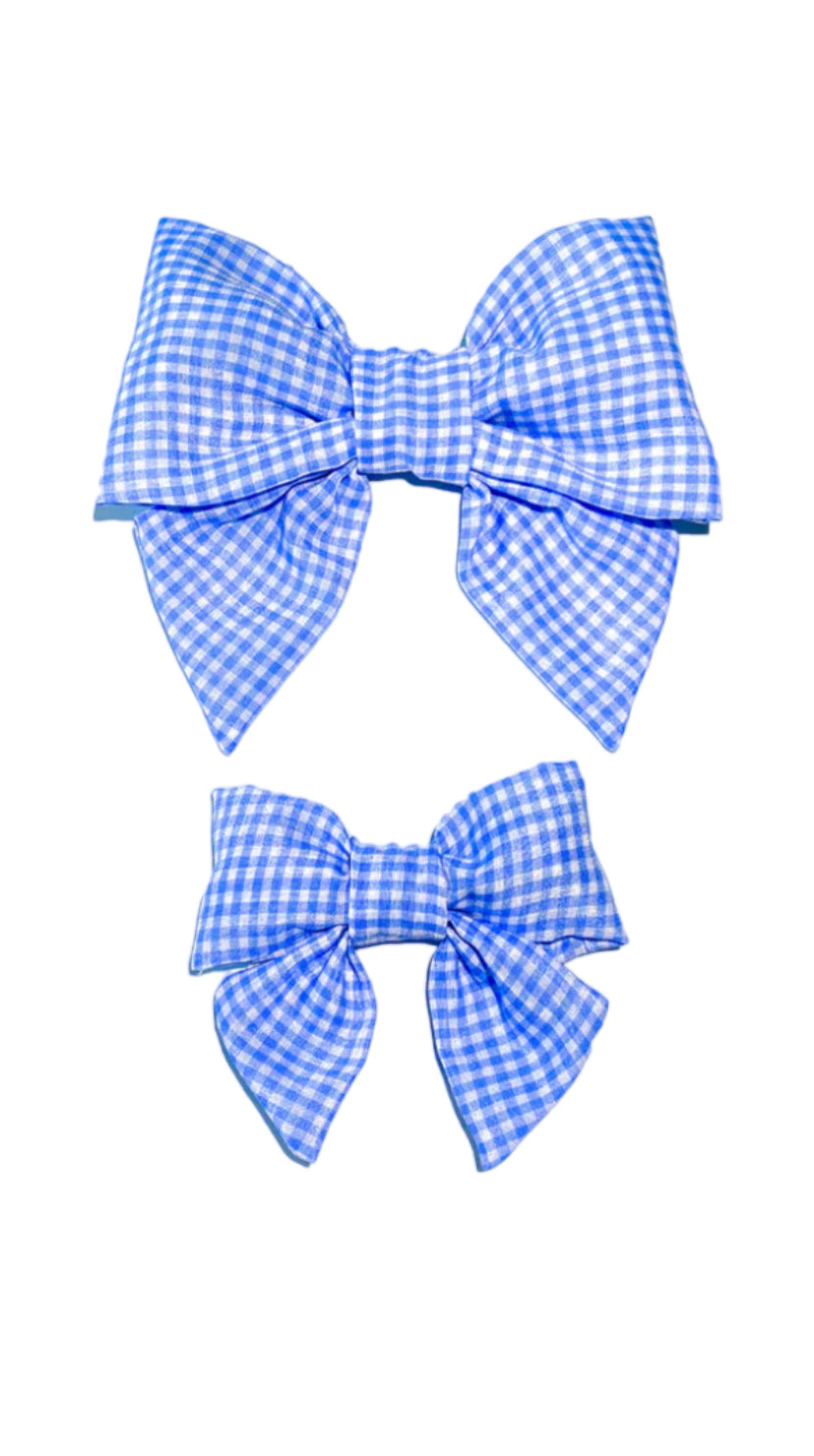 Gingham Baby Blue Lady Bow