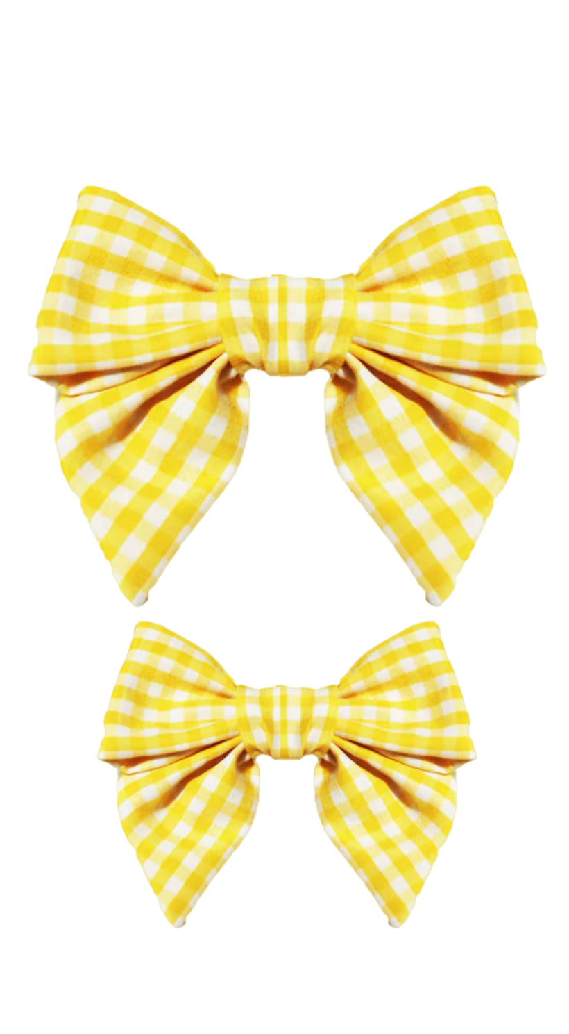 Gingham Canary Lady Bow