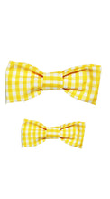 Load image into Gallery viewer, Gingham Canary Bow Tie
