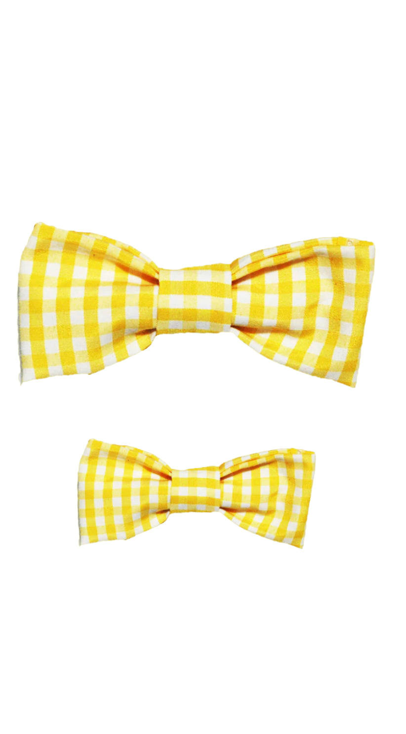Gingham Canary Bow Tie