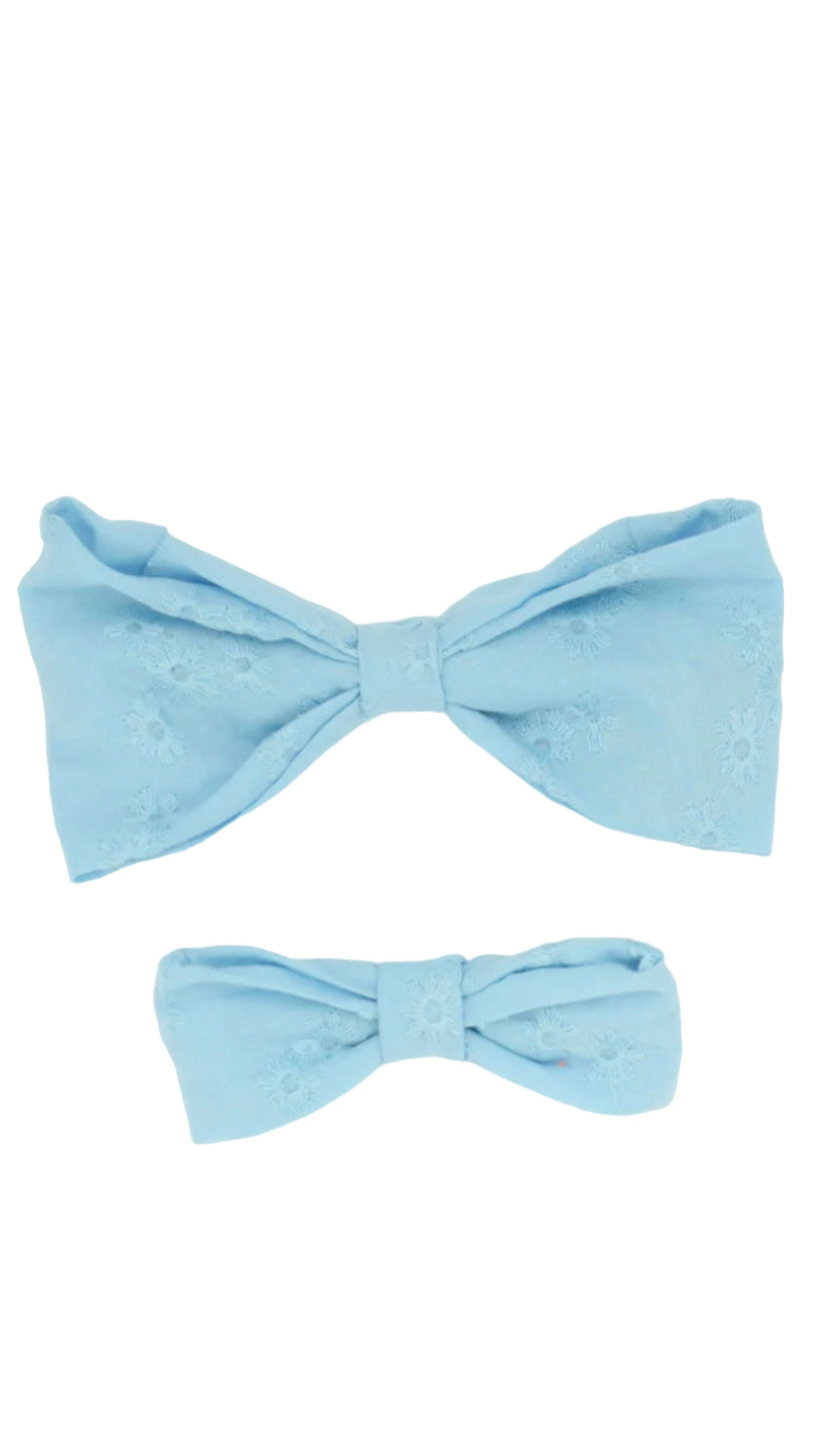 Lace Light Blue Bow tie