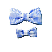 Load image into Gallery viewer, Gingham Baby Blue Bow Tie
