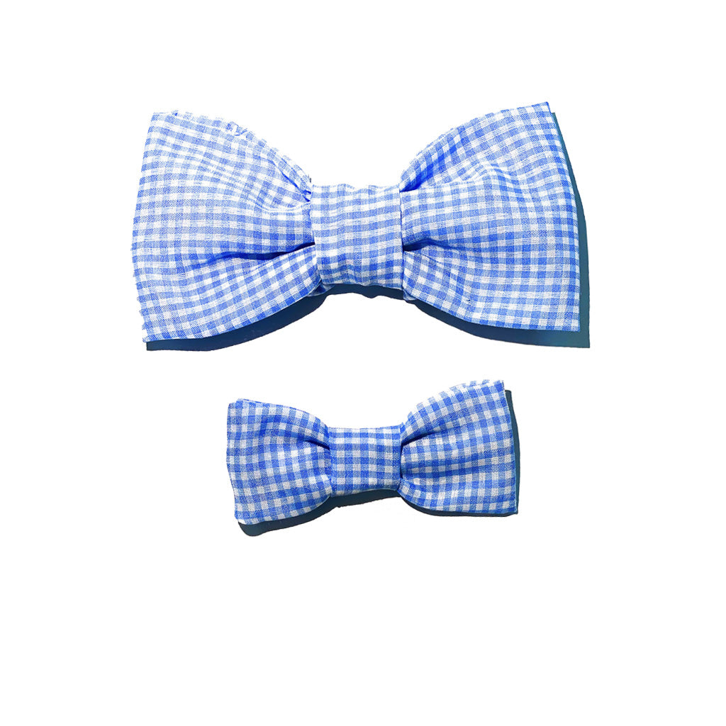 Gingham Baby Blue Bow Tie