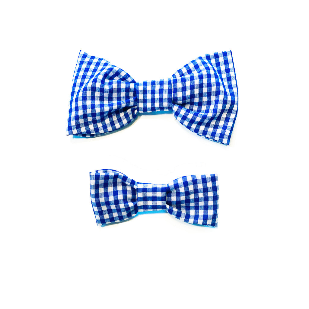 Gingham Midnight Blue Bow Tie