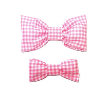 Load image into Gallery viewer, Gingham Fushia Bow Tie
