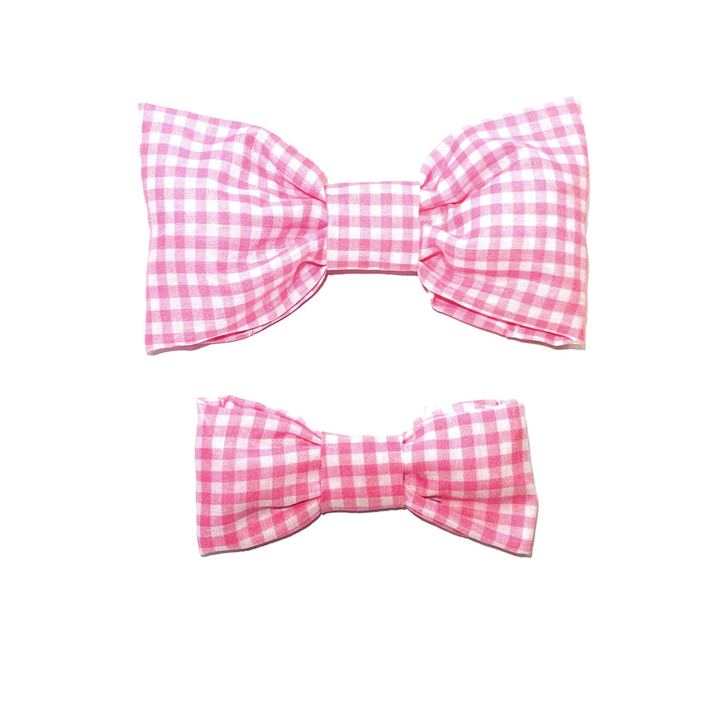 Gingham Pink Bow Tie