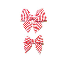 Load image into Gallery viewer, Gingham Picnic Red  Lady Bow
