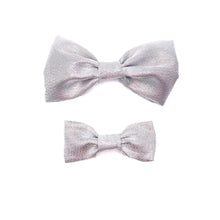 Load image into Gallery viewer, Silver Tinsel Bow Tie
