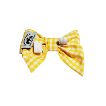 Load image into Gallery viewer, Gingham Canary Lady Bow

